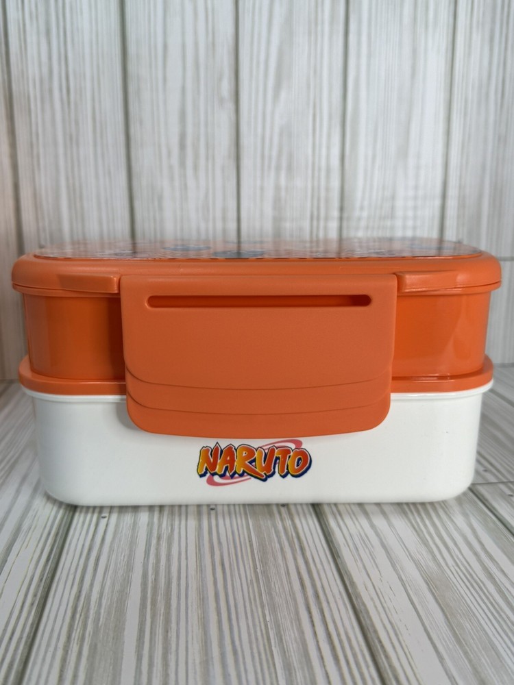 Naruto Bento Box And Plastic Water Bottle Orange Fork Spoon 2 Trays New Naruto Bento Box And Plastic Water Bottle Orange Fork Spoon 2 Trays New