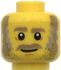 Lego New Yellow Minifigure Head Dark Tan Eyebrows Mustache Piece
