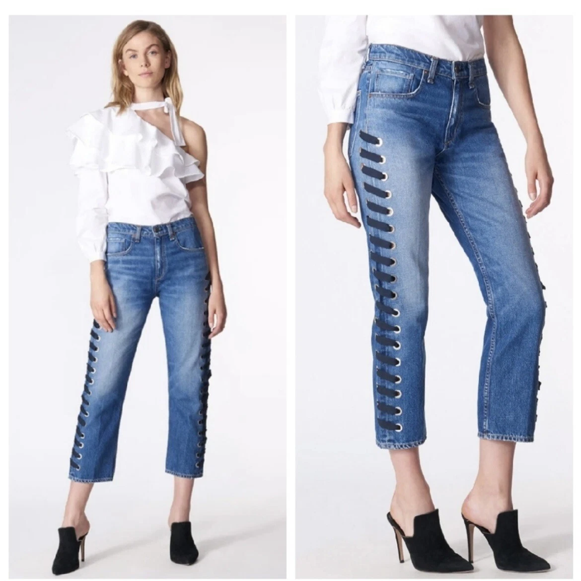 Lace up side clearance jeans