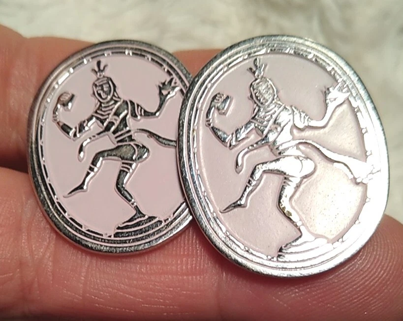 Gemelos SWANK Tono ROSA y Plata MCM Diosa Shiva Bailando, ¡Gran Artículo! Foto 4 de 4