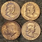 Silver Lot 3 Franklin 1 Kennedy Half Dollars 1952 1954 1957 1964