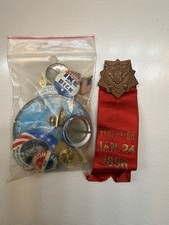 Vintage Lot Collectible Pinback Buttons--Places Political Advertising Cartoon