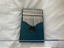 Kalimba Thumb Piano 17-Key Mahogany Wood Keyboard Music Instrument Blue