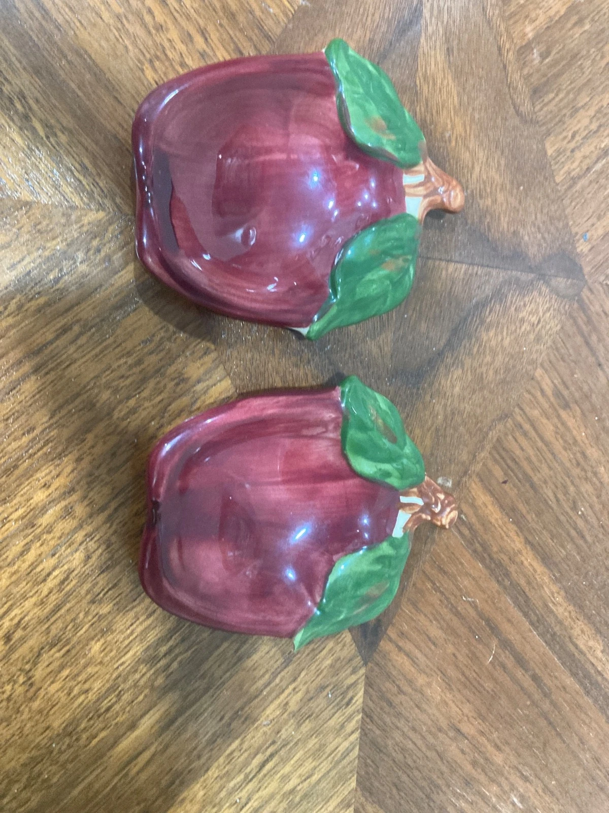 2 Vintage 1960’s Franciscan California Apple Shaped Butter Teabag /Spoon Rest