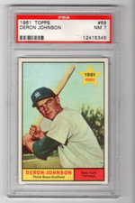 1961 Topps Deron Johnson Rookie Card #68 New York Yankees RC PSA 7 NM. rookie card picture