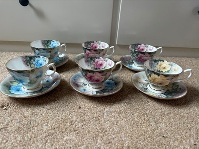 6er Set Mix & Match Vintage 80er Royale Garden Rosenblüte Teetassen- & Untertassensets