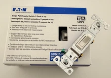 LOT of 10/100 Eaton 1301-7W White 15A Single Pole Toggle Light Switch 120V *NEW*