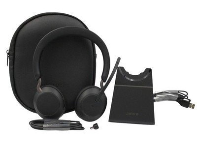 Jabra Evolve2 65 Stereo   Wireless Business-Headset mit Ladeschale & USB-C-Dongl