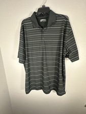 Nike Golf Dri-FIT Polo Shirt Men s XL Black Gray Striped Short Sleeve