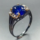 Jewelry gem 6 ct   Blue Sapphire Ring 925 Sterling Silver Size 7.75 /R467744