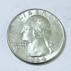 1964 Washington Quarter 25C 90% Silver Circulated Coin #6091