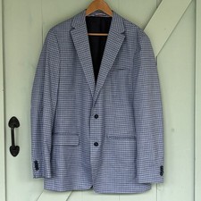 Tommy Hilfiger Men's Modern Fit Blue Checkered Gingham Blazer 42L Jacket