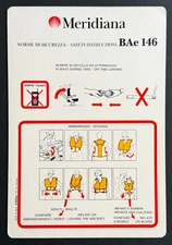 Meridiana BAe 146 Safety Card