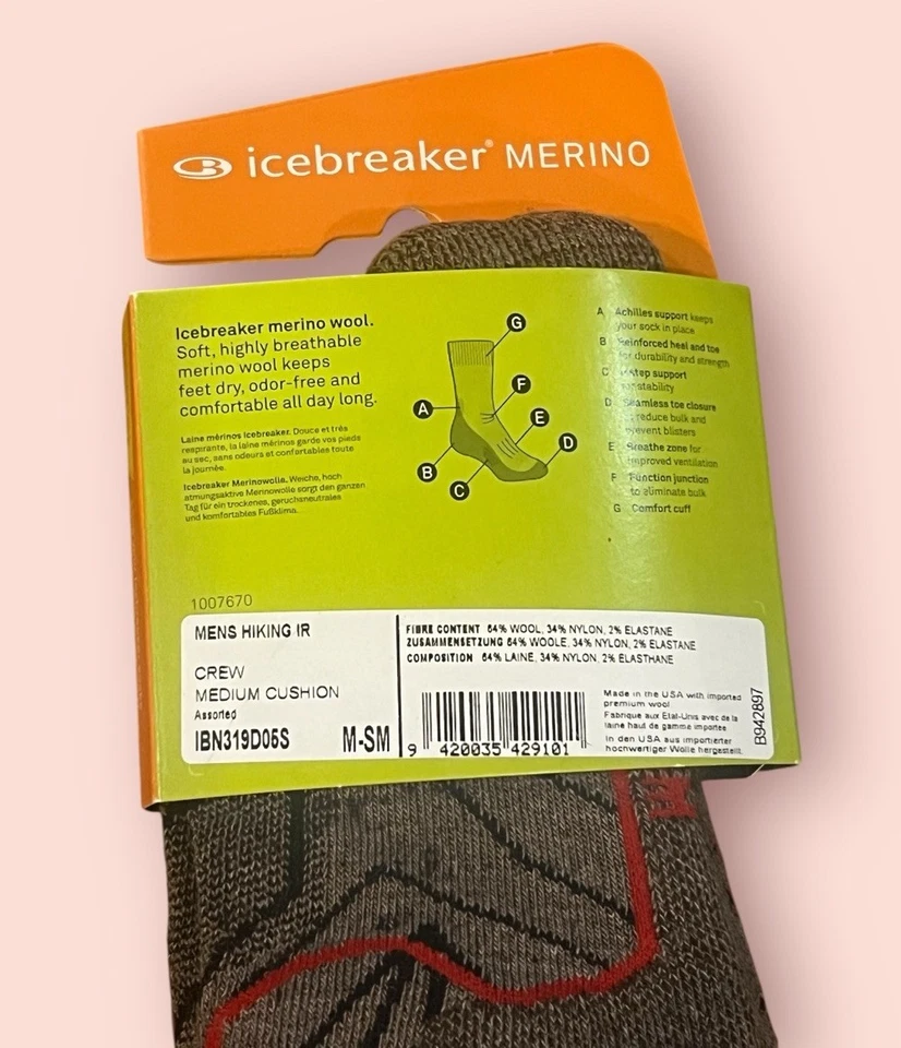 Icebreaker Men's Hike Merino Socks (Brownish Gray) ~~ NWT - Image 3 of 3