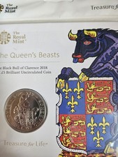 Royal Mint UK £5 Coin the Black Bull of Clarence 2018 Queen