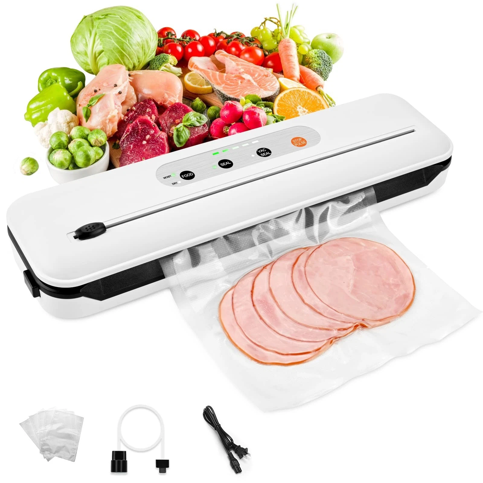 Vacuum Sealer Machine 80PK Powerful Food Sealer Built-in Cutter w/ Sealing bag