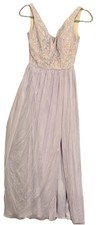 David’s Bridal V Neck Lace Mess Dress, In Color Iris, Size 0