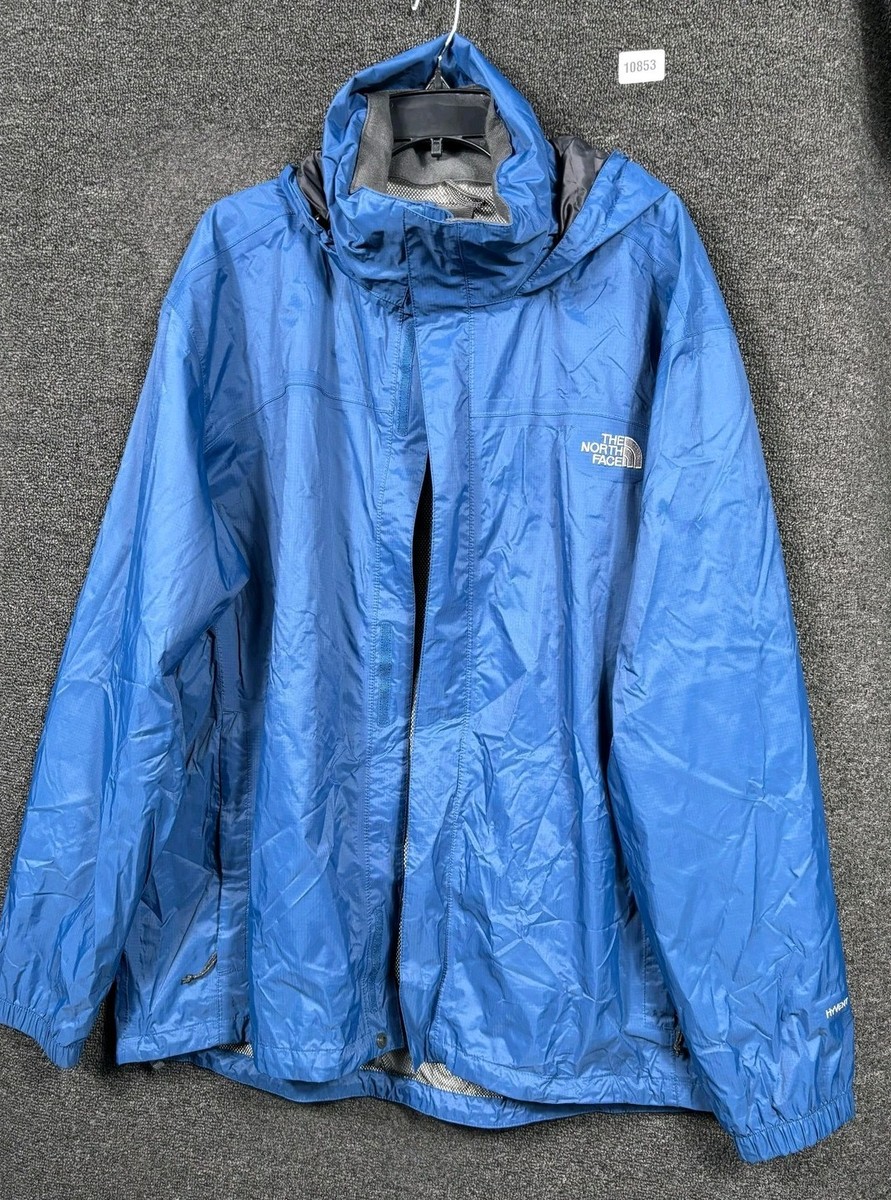 North Face Jacket Mens 2XL Blue HyVent Waterproof Hooded Outdoors Rain Coat