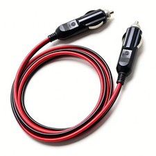 5FT 12-24V Double Male to Male Cigarette Lighter Plug Extension Cable, with LED