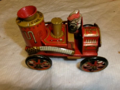 Marx Fire Truck Engine No.1 Tin Litho Friction Toy Japan 4"