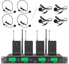 Pro UHF Wireless Microphone System with 4 Lavalier  Headset Mics