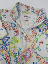 IBKUL Women  s Colorful Short Sleeve Shirt Size Medium Activewear Golf 1/4 Zip H6