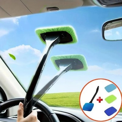 3 Pack Window Windshield Cleaning Tool Microfiber Car Wiper Cleaner Glass Brush