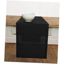  Linen Black Table Runner 90 Inches Long - 100% Pure 14 x 90 Inch 08: Black