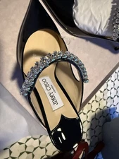 Jimmy Choo London Bing 65, Black Pat 183, Size 36