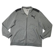 Puma Jacket Mens 2XL Grey Fleece Lined Full Zip Soft Cozy Warm Up Soccer Track