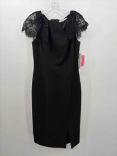 Pre-Owned Eliza J Black Size 6 Midi Evening Gown