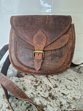 Brown Embossed Leather Crossbody Bag