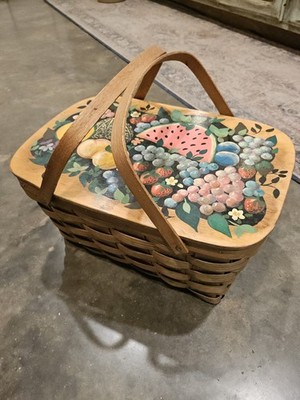 Vintage Wood Woven Picnic Basket Basketville Putney Vermont