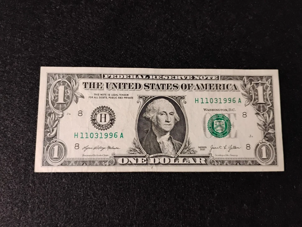 2021 $1 Birthday Note- H11031996A  (Nov.3rd 1996) Fancy Serial - Image 2 of 4