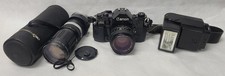 Canon A-1 35mm SLR Film Camera w/ 50 mm lens, Telephoto lens  flash FREE SHIP