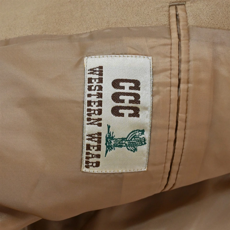 Casaco esportivo Western Wear 48R bege camurça botão prata masculino blazer terno - Imagem 4 de 4