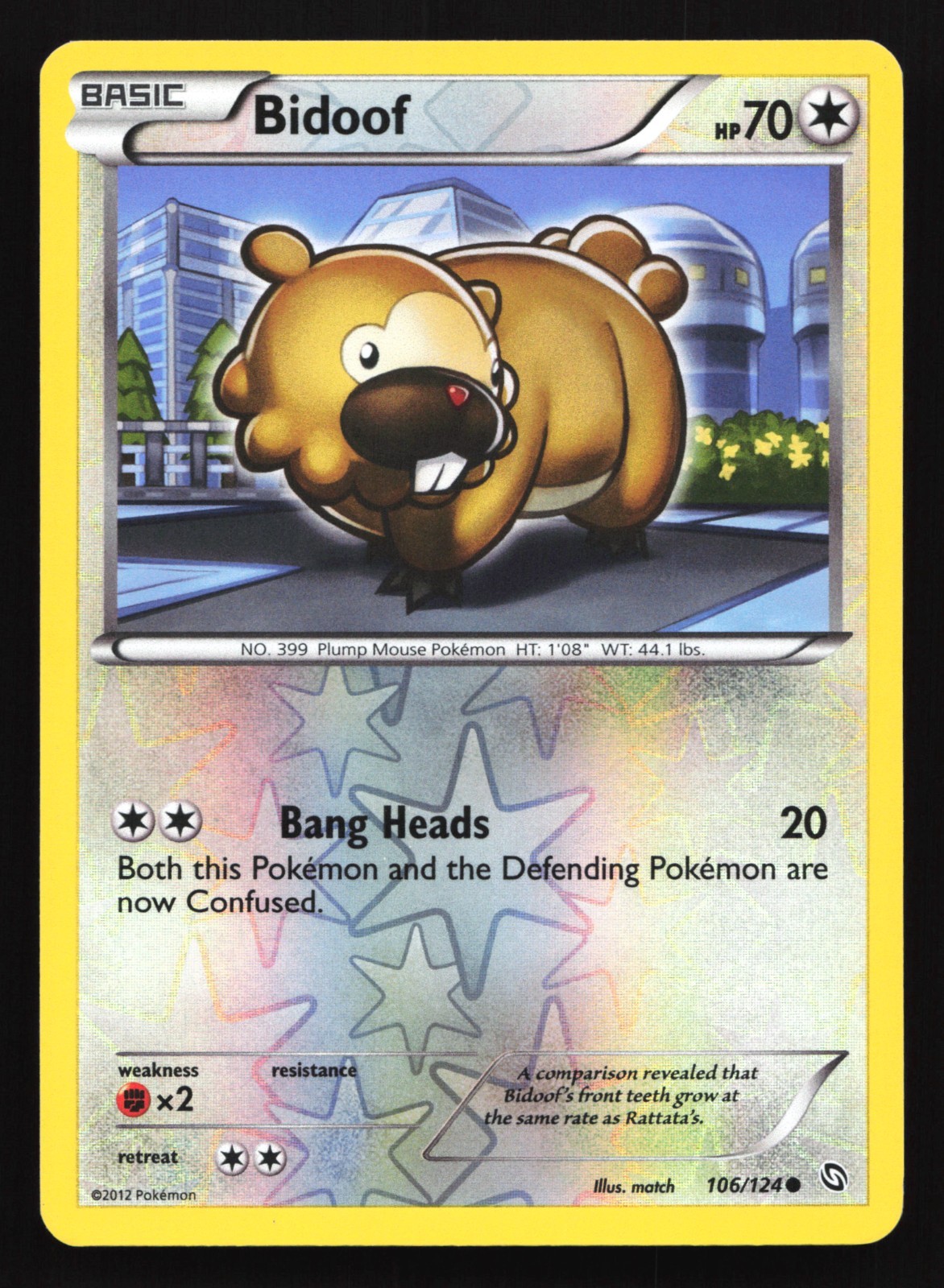 Pokemon Bidoof 106/124 Dragons Exalted Reverse Holo LP