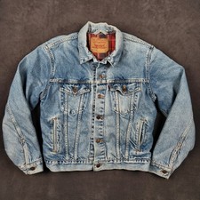 Vintage Levis 70506 0316 Denim Trucker Jacket Mens 38 Flannel Lined 90s USA