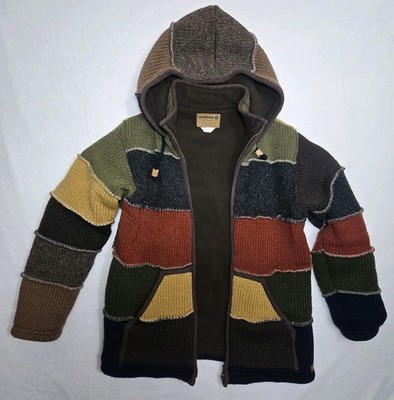 Laundromat Hooded Wool Coat Fleece Lined  Mens Medium Handmade In Nepal