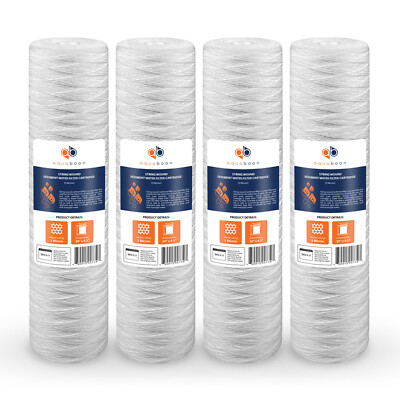 4PK of 20'' Big Blue String Wound Sediment Water Filter Cartridge 5µm by Aquaboon
