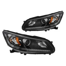 For 2013-2015 Honda Accord Sedan Pair Projector Headlights Halogen Headlamps Set