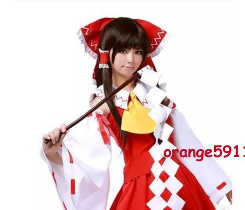 Anime Touhou Project Hakurei Reimu Cosplay Costume Halloween Party Dress Suit - Picture 2 of 4