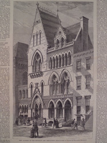 Academia de la Asociación de Arte de Brooklyn New York Harper's Weekly 1872 Original - Imagen 1 de 2