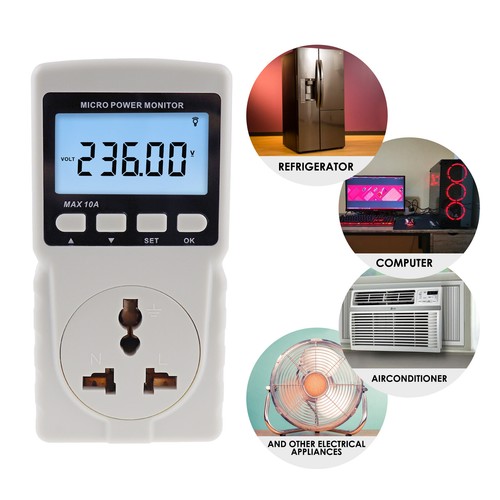 Power Meter Plug-in Socket Design Wattmeter Energy Voltage Current Frequency - Picture 1 of 9