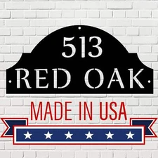 Arched House Address Sign - Your Number & Street - Made in USA