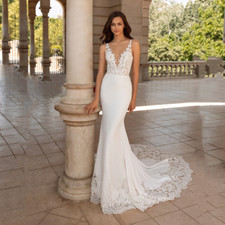 Simple Beading Mermaid Wedding Dress Luxury Embroidery Pearl Robe Wedding Gown