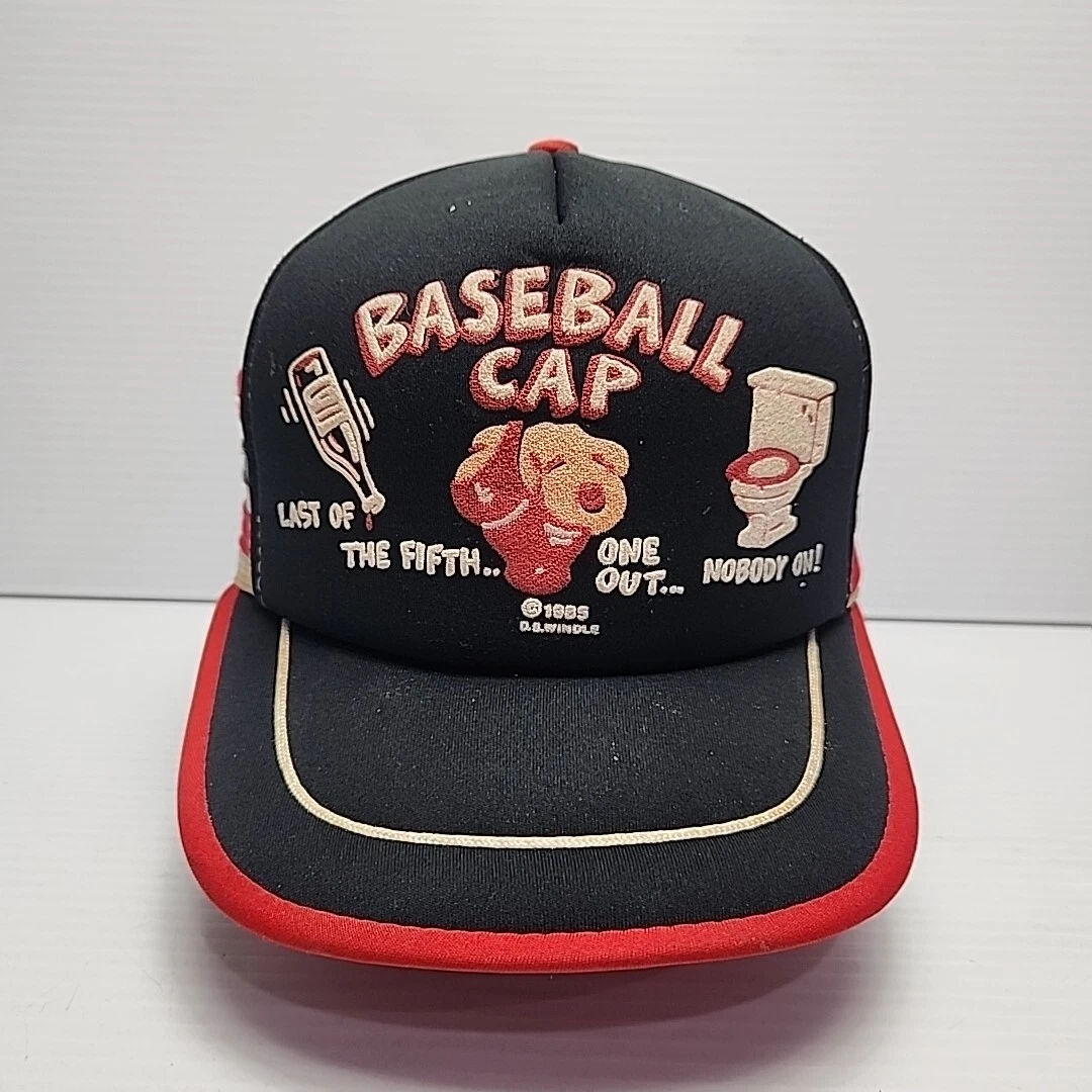 RARE Vintage 3 Stripe Trucker Hat 80s Comedy Humor Baseball Cap Drinking Bar