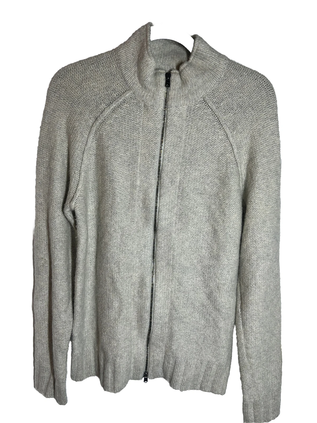 Marc Anthony Mens Medium Beige Full Zip Up Wool Blend Sweater