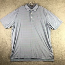 Peter Millar Summer Comfort Polo Shirt Mens XL Green Purple Striped Golf Logo