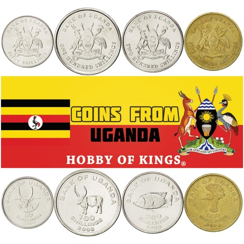 Ugandan 4 Coin Set 50 100 200 500 Shillings | Bull | Uganda | 1998 - 2019